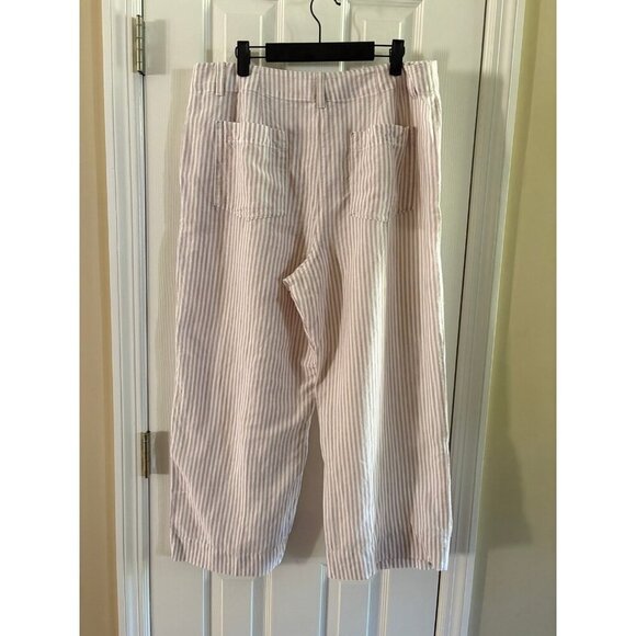 Talbots White & Tan Striped Linen Blend Bottoms - Picture 3 of 3